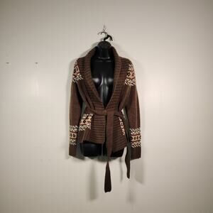 ST JOHNS BAY Cardigan Sweater Women PM Chocolate Red Shawl Collar Cabincore Cozy